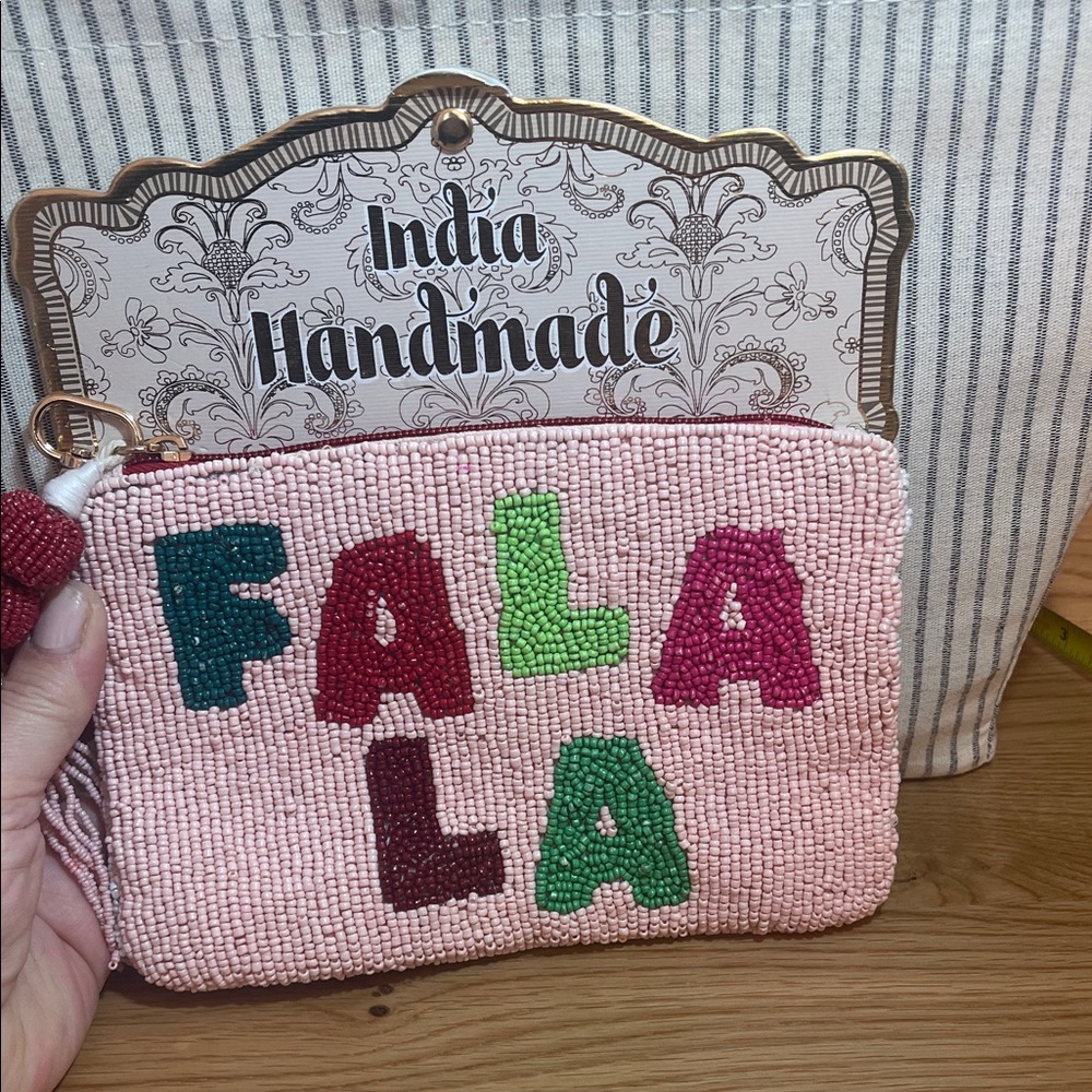 Handmade Pink Beaded Clutch